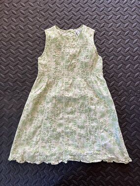 Vintage Laura Ashley Green Floral Pintuck 100% Cotton Girls 3T Dress